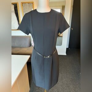 NWT H&M Black Midi Shift Dress with Belt